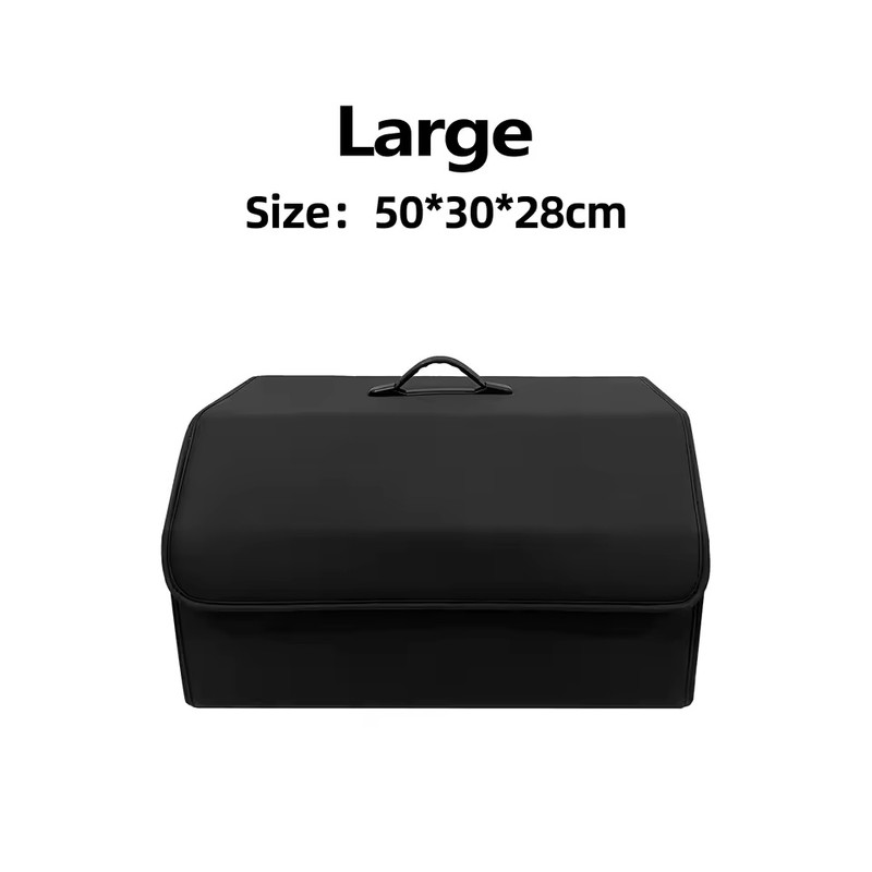 Medium Collapsible PU Leather Car Trunk Organizer with Lid &