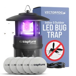 EZCapture T10 Indoor Bug Trap with Fan Suction - Versatile LED Flying Insect Trap for Indoor and Outdoor Use - No Zapping Noise, for Fruit Fly, Gnat, and Mosquitoes, 5 Glue Boards Included