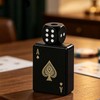 Black Spade A Card Lighter with 360° Spinning Dice, Jet