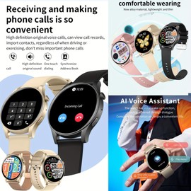 Smartwatch Damen Herren mit Telefonfunktion, 1,43” AMOLED 5ATM Wasserdichte Fitnessuhr mit Taschenlampe Schrittzähler Herzfrequenz, SpO2, Sportuhr Aktivitätstracker für Android iOS (Schwarzer Stahl)