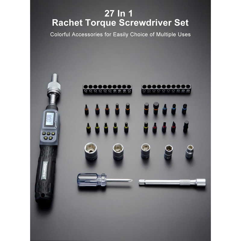 GROWNEER Upgraded Digital Torque Screwdriver, 3.5-70.8 In-lbs/0.4-8 Nm, 1/4'' Drive