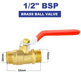 ERGAOBOY 2 x 1/2 inch BSP male thread on brass ball valve, suitable for pipe connection