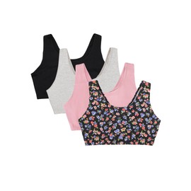 Fruit of the Loom Women's Built Up Tank Style Sports Bra Value Pack, Midnight Meadow/Lilas/Grey Heather/Black Hue