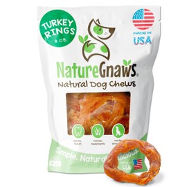 Nature Gnaws USA Turkey Tendon Rings for Dogs (8oz) - Delicious Grain Free Reward Snack for Small, Medium & Large Breeds - Premium Natural Dog Chew Treats