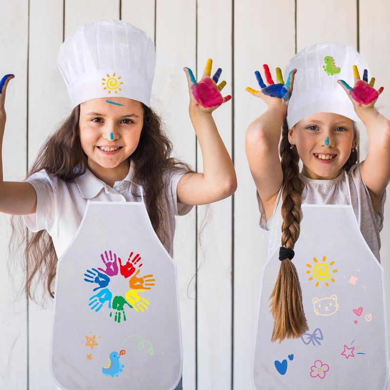 ZYKORT 8 Pieces Kids Aprons and 8 Pieces Kids Chef