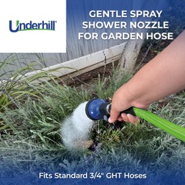 Underhill Proline Gentle Spray Shower Nozzle, Garden Water Hose Sprayer for Watering Plants and Flowers, 3/4" GHT, Includes 3 Stainless Steel Outlet Plates (450, 750 and 1000 Holes)