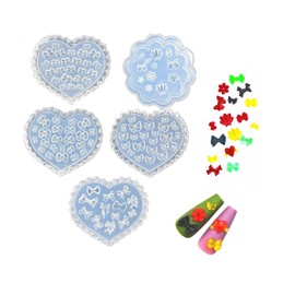 5 Pcs Pack 3D Silicone Nail Art Mold Nail Decorative Mould Small Flowers Bow Decorations for Nail Manicure Resin Casting Molds (Style 1)