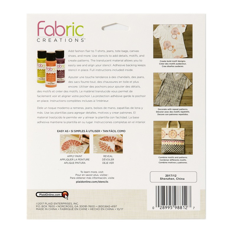 Plaid Fabric Creations Adh Stencil 6x6 2pc Aztec