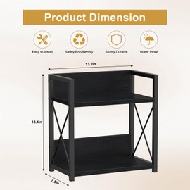 Giikin Countertop Organizer, 2 Tier Coffee Station Organizer for Desktop, Wood Counter Shelf Spice Rack for Kitchen (Black, M)