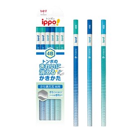 Tombow KB-KSKM01-4B Pencil ippo! Easy-to-Erase Writing Pencils, 4B, 1 Dozen, Blue