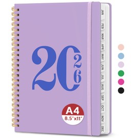 2026 Planner, Weekly and Monthly Calender Planner, Jan 2026 to Dec 2026, Hardcover 2026 Calendar Planner Book with Tabs & Inner Pocket, Office Home School Supplies for Women & Men - A4 (8.5" x 11"), Purple