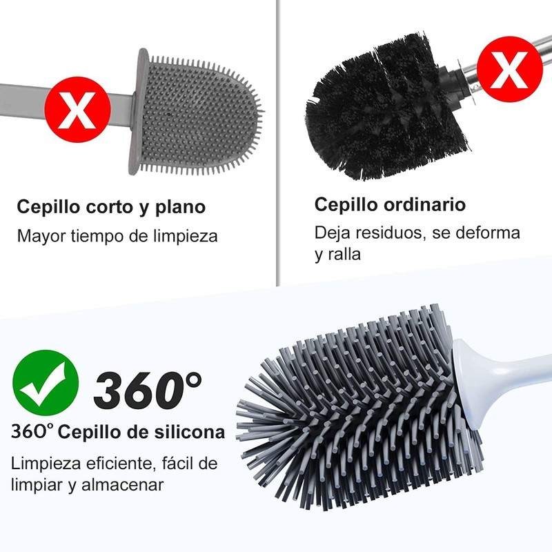 Cepillo de Inodoro de Silicona Timotech V2 – Juego 2