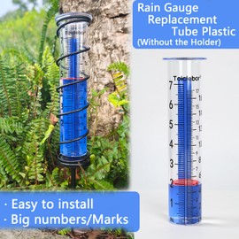 Toiclebor Rain Gauge Replacement Tube,Freeze Proof Tube Plastic with Red Float Marker,Dual Scale,8.11 Inch Height,Model RM-T09
