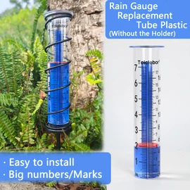 Rain Gauge Replacement Tube,Freeze Proof Tube Plastic with Red Float Marker,Dual Scale,8.11 Inch Height,Model RM-T09