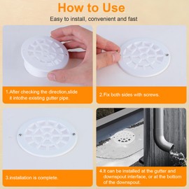 VYH 2-3/4" rain Round Gutter downspout Drop Outlet with Filter (White,2 Pack)