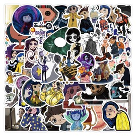 50 Packs Coraline & The Secret Door Stickers Water Bottles Laptop Phone Motorcycle Computer Guitar Skateboard Hydroflasks Vinyl Sticker Waterproof Aesthetic Trendy Decals for Teens Girls Adults