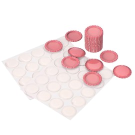 PATIKIL 40 Set Bottle Caps for Crafts, 1 Inch Double Sides Printed Craft Bottle Caps with Clear Resin Epoxy Stickers for DIY Craft Badge Making, Pink