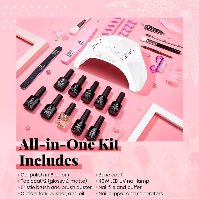 Gel Polish Kit De Esmalte Luz Uv 48w Led Lámpara