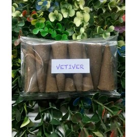 Backflow Incense Cones Pack of (25 Cones) - 100% Natural Backflow Incense Cones - Traditional Indian Incense (No Damaged Cones Hand Sorted Packet) (Vetiver)