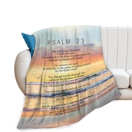 Psalm 23 Blanket Christian Gifts Religious Bible Verse Scripture Throw Blanket Comfy Plush Flannel Fleece Warm Soft Fluffy Fuzzy Blanket for Prayer Women Teens for Bed Sofa Couch 40"X50"
