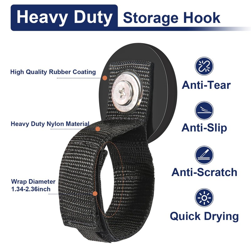 VZZNN 2 Pack Magnetic Hooks Straps, Utility Strong Garage Hooks,