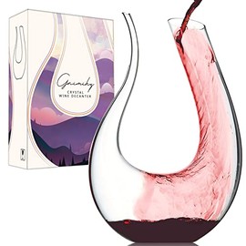 Gnimihz Wine Decanter - Hand Blown Lead-free Crystal Gooseneck Decanter, Improves Wine Taste Smoother, Elegant and Effective Wine Accessories, Wine Gifts, 1500ml