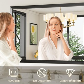 Briivue 22"x30" Black Bathroom Mirror, Anti-Rust Black Metal Framed Bathroom Mirrors for Over Sink, Wall-Mounted Rectangler Mirrors for Bathroom Vanity, Farmhouse, Bedroom, Living Room, Entryway Decor