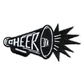 EMBROBOF Black Cheer Megaphone Patch – 1.5 inches, Cool Megaphone Iron On Patch – Embroidered Game Day Patches for Hats
