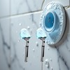 Dwuww 2Pcs Blue Suction Cup Hooks Removable Hook Razor Holder