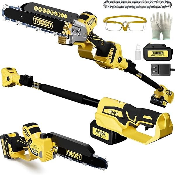 Cordless Pole Saw, 8-INCH 2-IN-1 Chainsaw with 21V 4.0Ah Battery