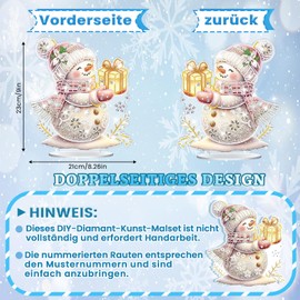 GADITIEK Diamond Painting Stand Table Decoration Christmas, 5D DIY Diamond Painting Christmas Table Decoration, Diamond Painting Standing Art Set for Adults, Home Gift Decoration (Snowman Gives Gifts)