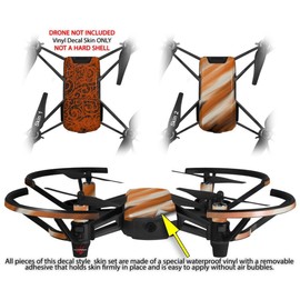 Skin Decal Wrap 2 Pack for DJI Ryze Tello Drone Folder Doodles Burnt Orange Drone NOT Included