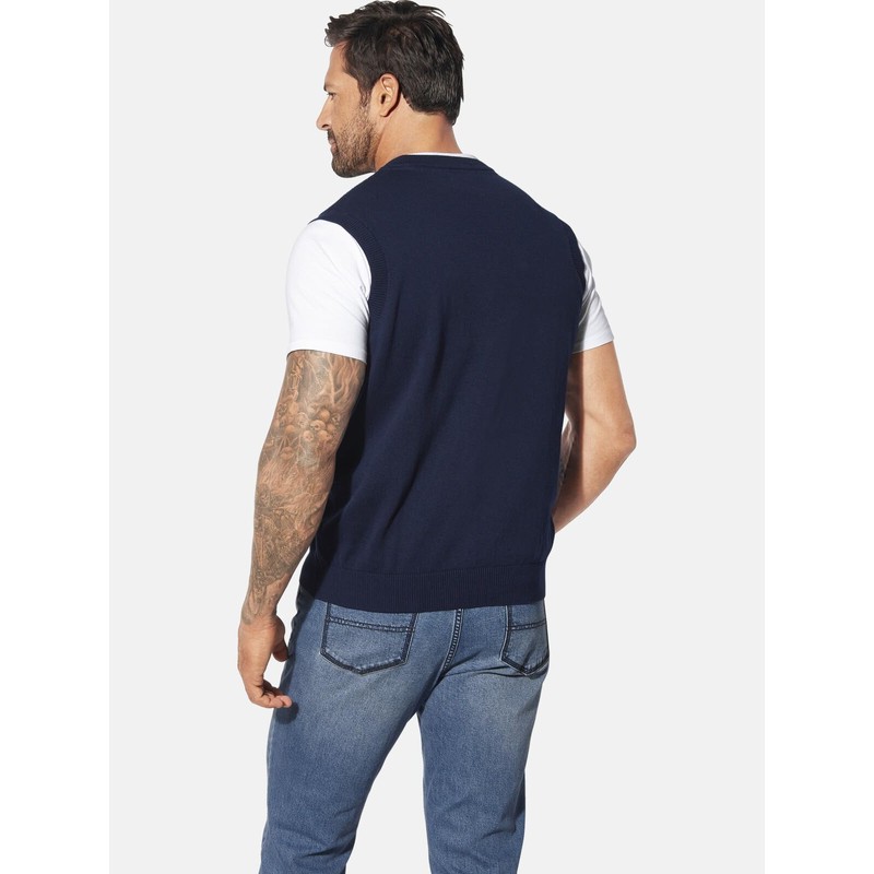 Jan Vanderstorm Urva Men's Sleeveless Knitted Casual Top, darkblue