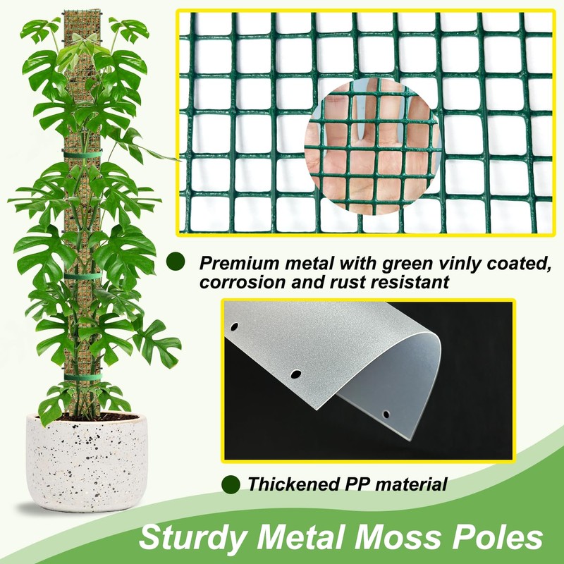 HOLANHING 60"/40"/24" Metal Moss Pole, D Shape Sphagnum Moss Pole,