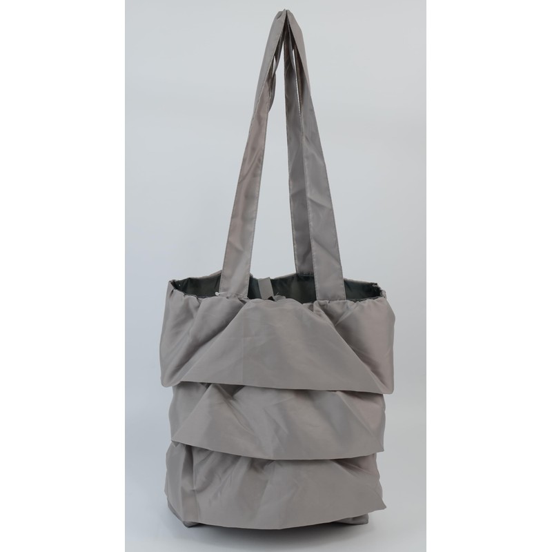 Friends Hill YW-297-341 Solid Ruffle Tote Light Gray