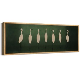 MUDECOR Large Framed Canvas Print Wall Art Minimalist Crane Elegant Silhouettes Illustrations Decorative Colorful Multicolor for Bedroom - 60"x20"