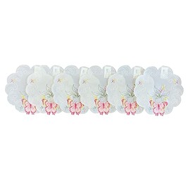 Embroidered Pink Butterfly Doilies Pack of 6 Scallop Edge Traditional Floral Table Doyleys (8")
