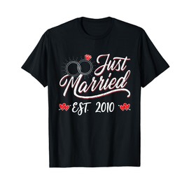 Just Married EST 2010 Husband Wife 15th Wedding Anniversary T-Shirt