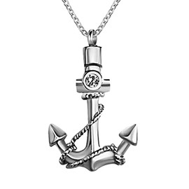 GMXLin Anchor Urn Necklace for Ashes Men Women Holder Navy Memorial Cremation Stainless Steel Keepsake Pendant with 18''chain