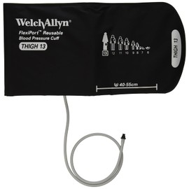 Welch Allyn REUSE-13-1TP FlexiPort - Puños reutilizables para presión arterial con conectores tripropósito de un tubo, muslo, tamaño 13