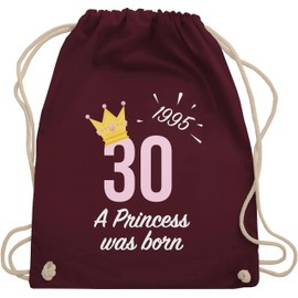 Shirtracer - Gym Bag Backpack - 30th Birthday - Thirtieth Girl Princess 1995, 09 Bordeaux red, Unit size