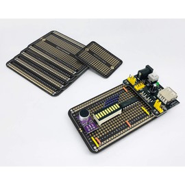 ElectroCookie Prototype PCB Solderable Breadboard for Electronics Projects Compatible for DIY Arduino Soldering Projects, Gold-Plated (5 Pack + 1 Mini Board, Matte Black)