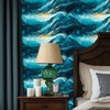 HOMETITUTE Ocean Wave Peel Stick Wallpaper 15.7x39.4 Blue Green Fluid