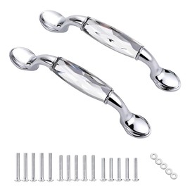 IGNPION 2pcs Crystal Drawer Handles Drawer Wardrobe Kitchen Door Knob Cabinet Pull Door Handle Cupboard Hardware for Home Decorating Curved,Small