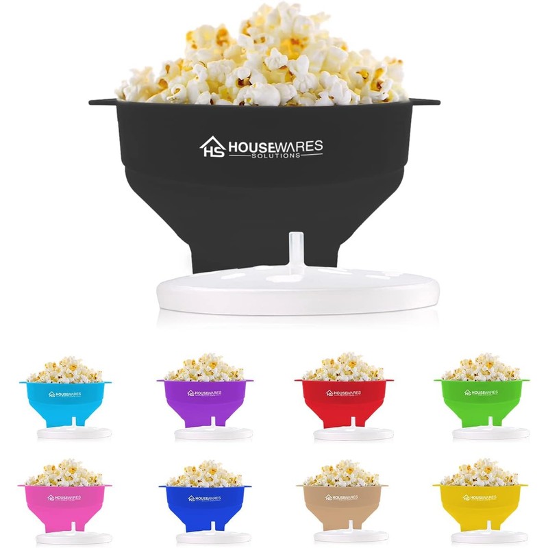 Collapsible Silicone Microwave Hot Air Popcorn Popper Bowl With Lid