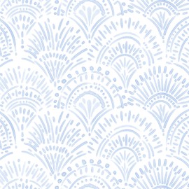 Safiyya Peel and Stick Wallpaper Boho Contact Paper 17.3"x78.7" Blue and White Modern Wall Paper Self Adhesive Removable Wallpaper for Bedroom Vinyl Rolls