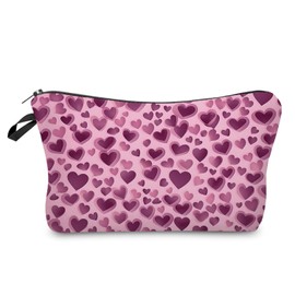 Livel lhood Pink Heart Makeup Bag Cute Small Organizer Zipper Pouch Pink Heart Cosmetic Bag Birthday Present for Women Friends, hzj0767