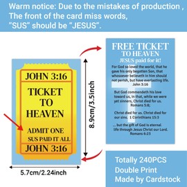 Fankya 240pcs Gospel Tracts Romans Road Salvation Religious Christian Tract Serenity Catholic Prayer Pocket Jesus Scripture Bible Verse Cards for Evangelism Church Easter (Ticket to Heaven)