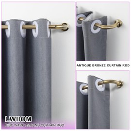 Antique Bronze Disc Curtain Rods, 28-48 Inches Window Curtain Rod,Adjustable Room Darkening Drapery Rod with Aluminum Finials and Brackets,Wrap Around Design