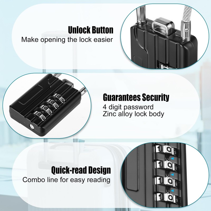 Moxweyeni 32 Pack Luggage Combination Lock 4 Digit Cable Padlock
